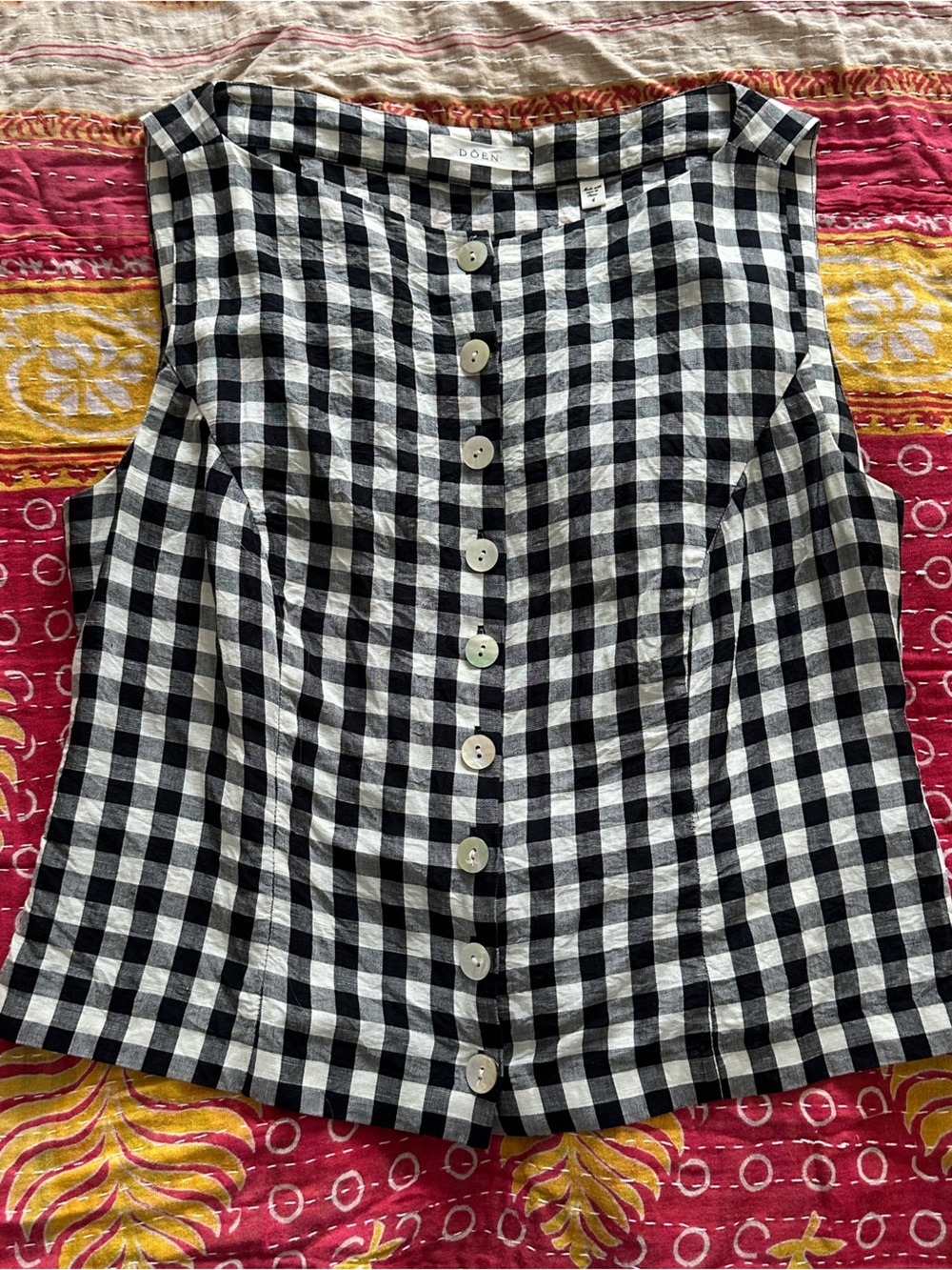 Doen Hayden Top ~ Black Marilyn Gingham - Picture 4 of 7